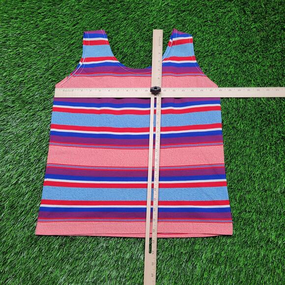 VTG 80s Multi-Color Stripe Tank Top Womens M Retro Roller Skate Textured - Picture 4 of 7